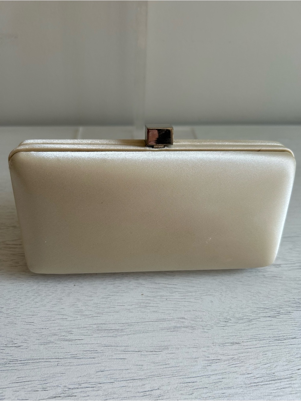 Enzo Angiolini Champagne Satin Rectangular Clutch